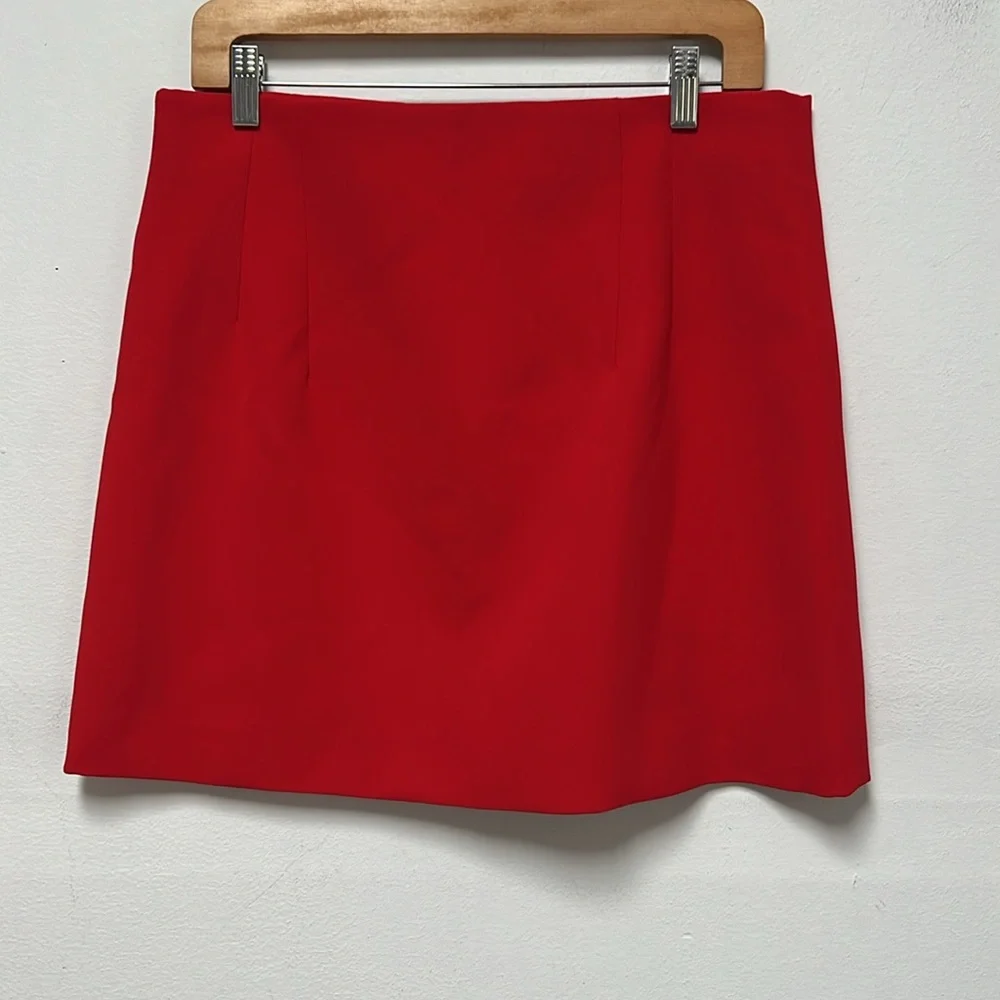 Zara Red Asymmetrical A-Line Mini Skirt NWT size L
